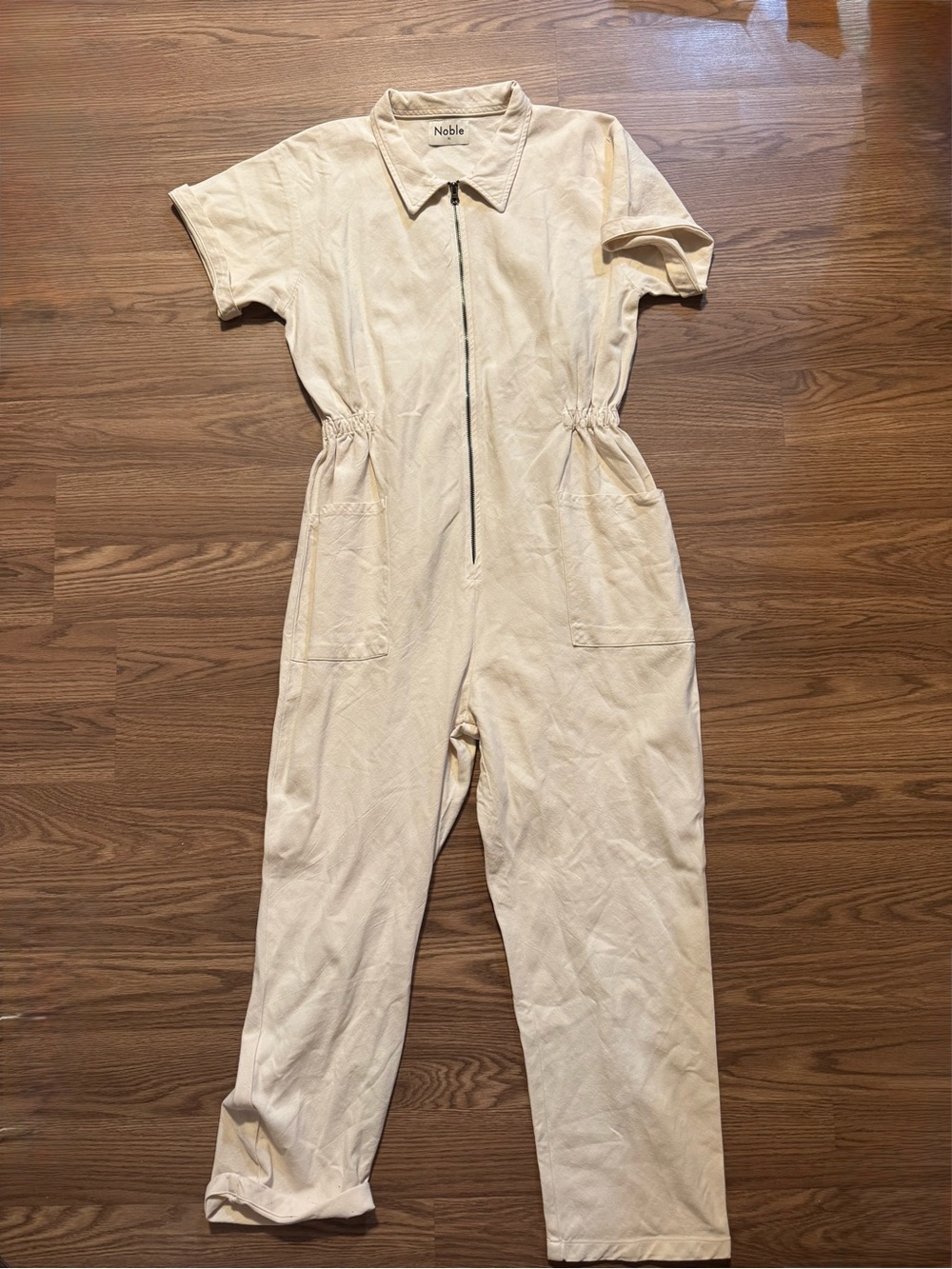 Noble Utility Cream Short-Sleeve Jumpsuit